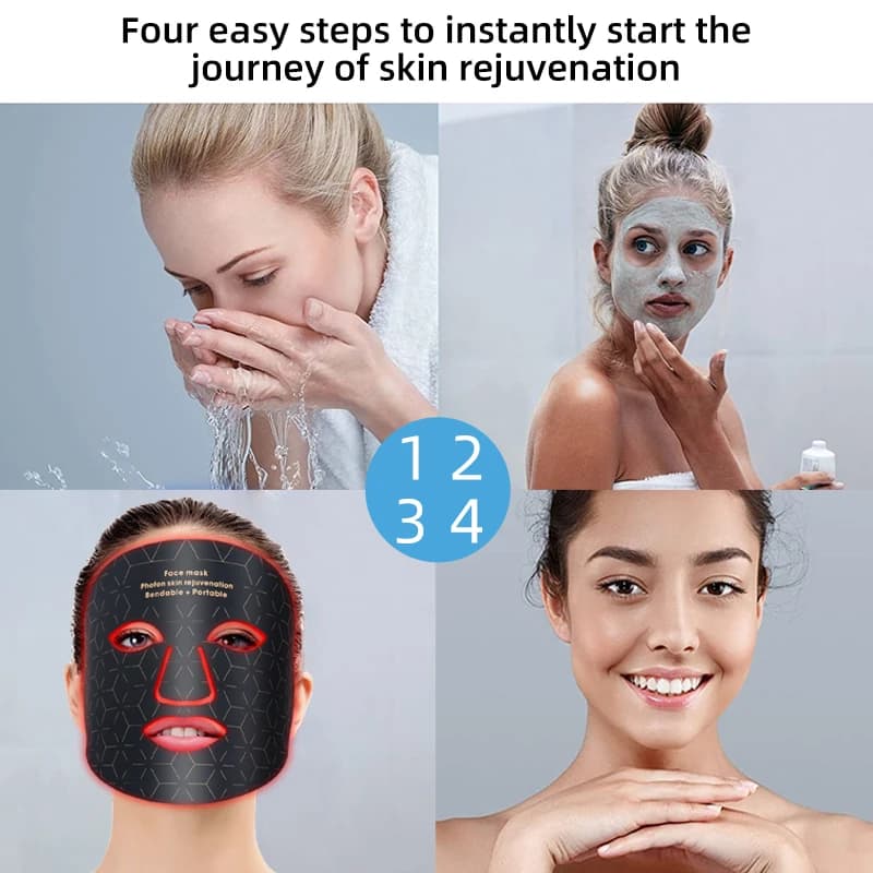 قناع الوجه المحمول LED بأربعة ألوان، علاج بالضوء الأحمر 850NM، قريب من الأشعة تحت الحمراء، علاج الفوتون للعناية بالبشرة - 3