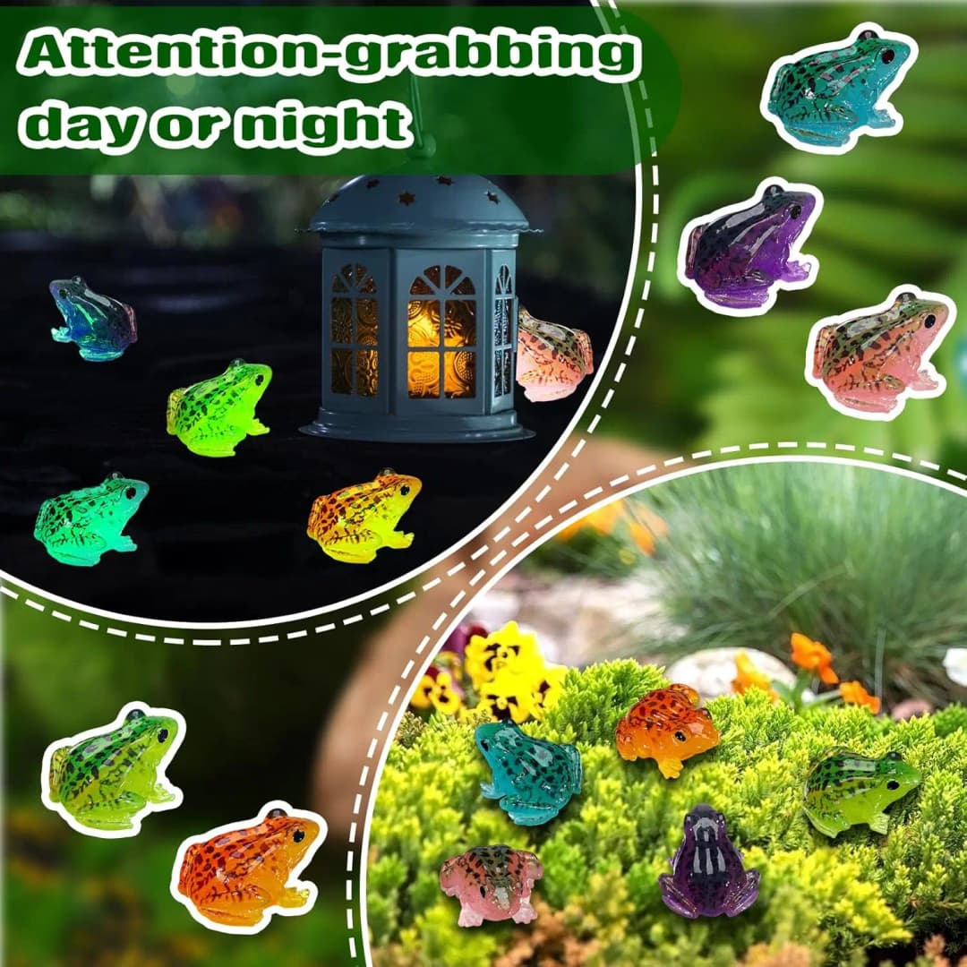 50/20Pc Miniature Frog Figurines Luminous Mini Resin Frog Figures Garden Decor DIY Terrarium Craft for Moss Landscape Decor - 4