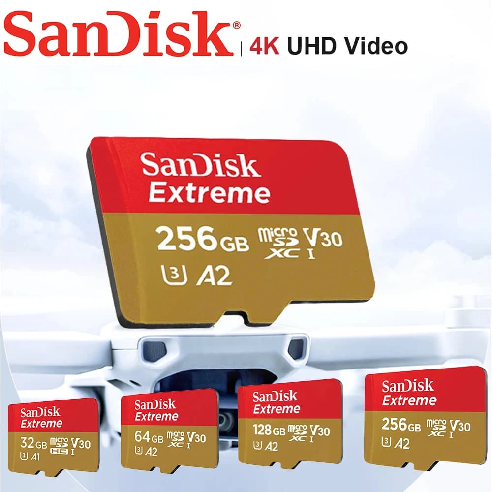 Sandisk Extreme Micro SD Card A2 V30 128GB U3 4K V30 A2 Class 10 Flash Card 512GB 64GB MicroSD/TF Card for Phone Camera - 4
