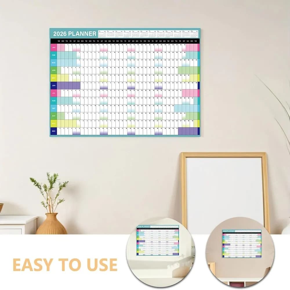 تقويم جديد 2026 تقويم حائط كبير مخطط 365 يوم ورقة قائمة المهام خطة تسجيل الدخول جدول يومي أسبوعي منظم الجدول - 6