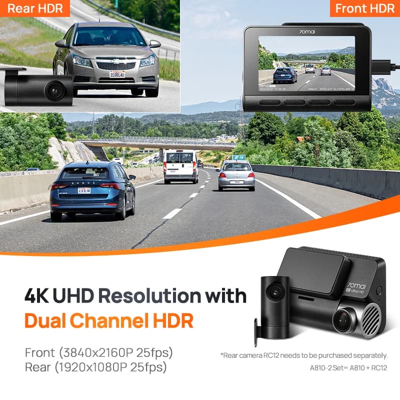 كاميرا سيارة 70mai 4K A800SE الإصدار المطور من 70mai A800S مع التحكم الصوتي ومكثف فائق وGPS وADAS ومسجل قيادة 70mai A800SE بدقة UHD وواي فاي 6 - 3