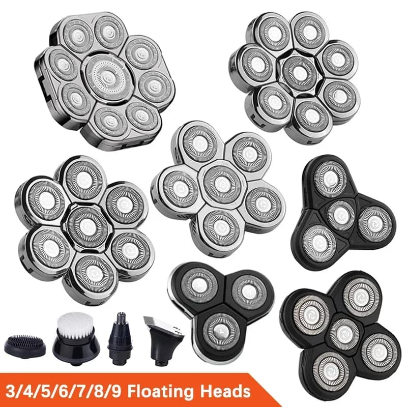 رأس حلاقة كهربائي قابل للاستبدال 3/5/6/7/8/9 رأس شفرة عائمة أداة تشذيب الأنف مقص شعر وفرشاة تنظيف الوجه رأس تدليك