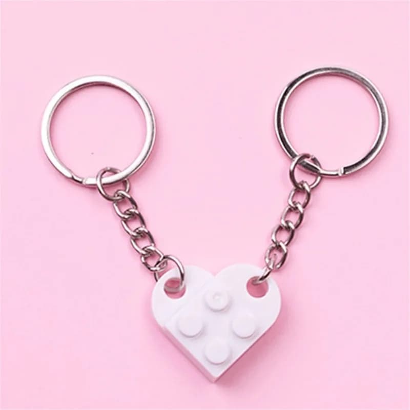 Detachable couple heart-shaped assembled building block heart-shaped keychain - 2