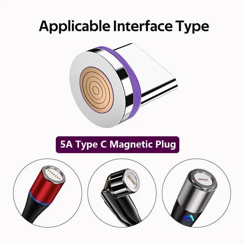 قابس مغناطيسي دائري 7pin 5A USB Type C نصائح مغناطيس شحن سريع محول كابل بيانات USB-C موصل لسامسونج هواوي شاومي