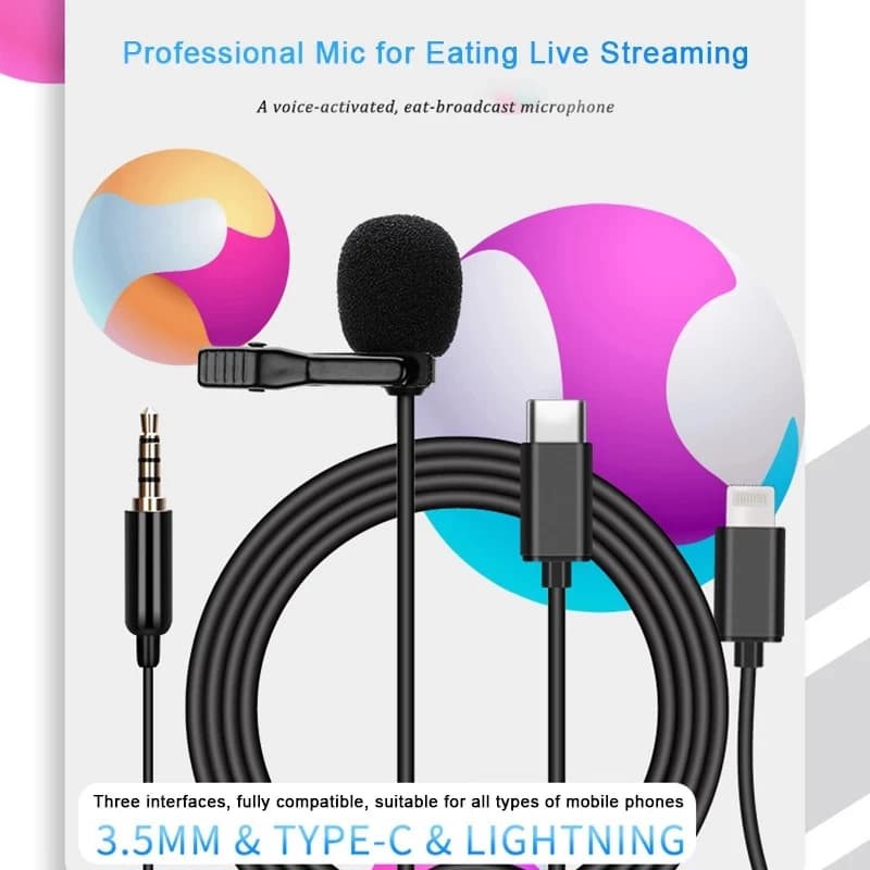 Lavalier Live Mini Microphone Recording Device Little Bee for iPhone iPad Xiaomi Android Smartphone DSLR Camera PC Notebook - 2