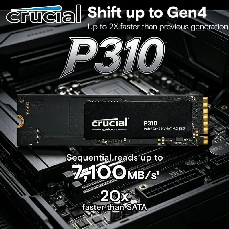 Crucial P310 M.2 2280 PCIe Gen4 NVMe SSD 1TB 2TB,3D NAND 7100MB/s Gaming Drive for Laptop Desktop PC OEM Pack