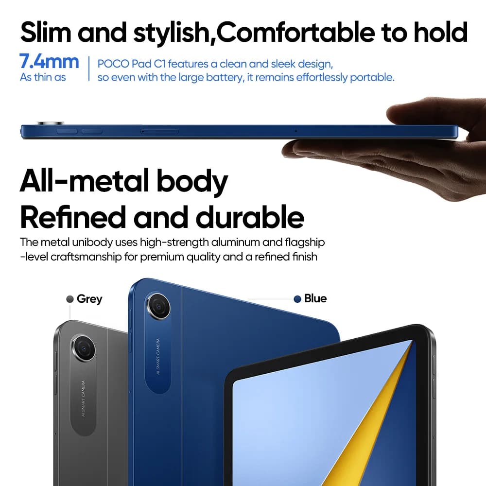 جهاز لوحي POCO Pad M1 الأحدث، إصدار عالمي، معالج Snapdragon 7s Gen 4، شاشة 12.1 بوصة، معدل تحديث 120 هرتز، دقة 2.5K، بطارية 12000 مللي أمبير في الساعة، شحن سريع 33 واط، ذاكرة وصول عشوائي 8 جيجابايت، ذاكرة داخلية 256 جيجابايت - 5
