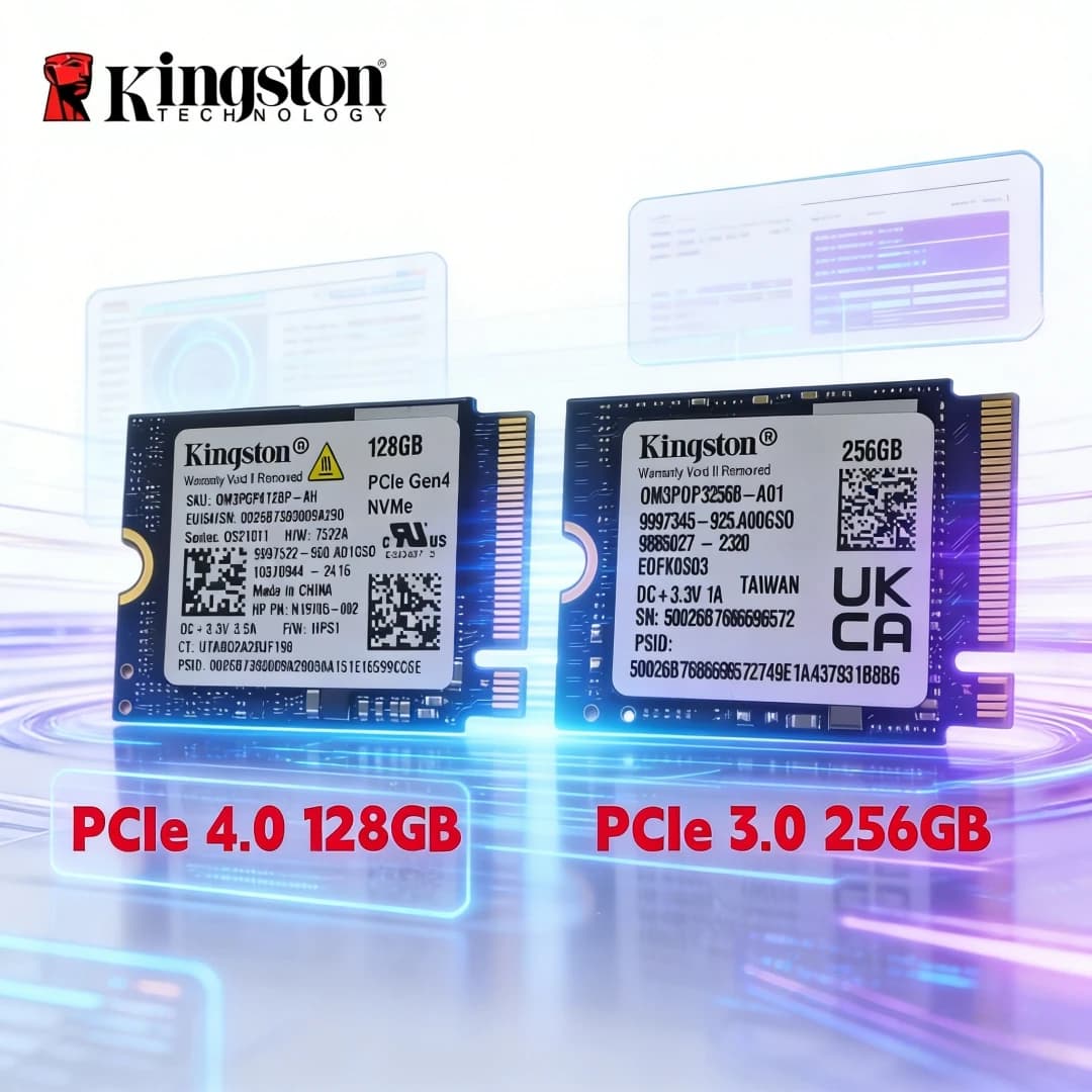 كينجستون NVMe M.2 2230 وحدة تخزين داخلية صلبة OM3 PCIe 4.0 بسعة 128 جيجابايت/OM3 PCIe 3.0 بسعة 256 جيجابايت - متوافق مع Stream Deck، اللاب توب، والديسكتوب