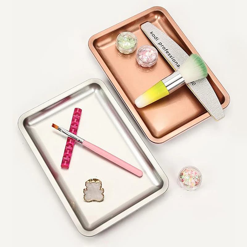 صينية تخزين مستحضرات التجميل من الفولاذ المقاوم للصدأ، صينية مجوهرات، صينية جراحية للأطباء، أداة تخزين مكتبية، صينية معدنية لفن الأظافر - 5