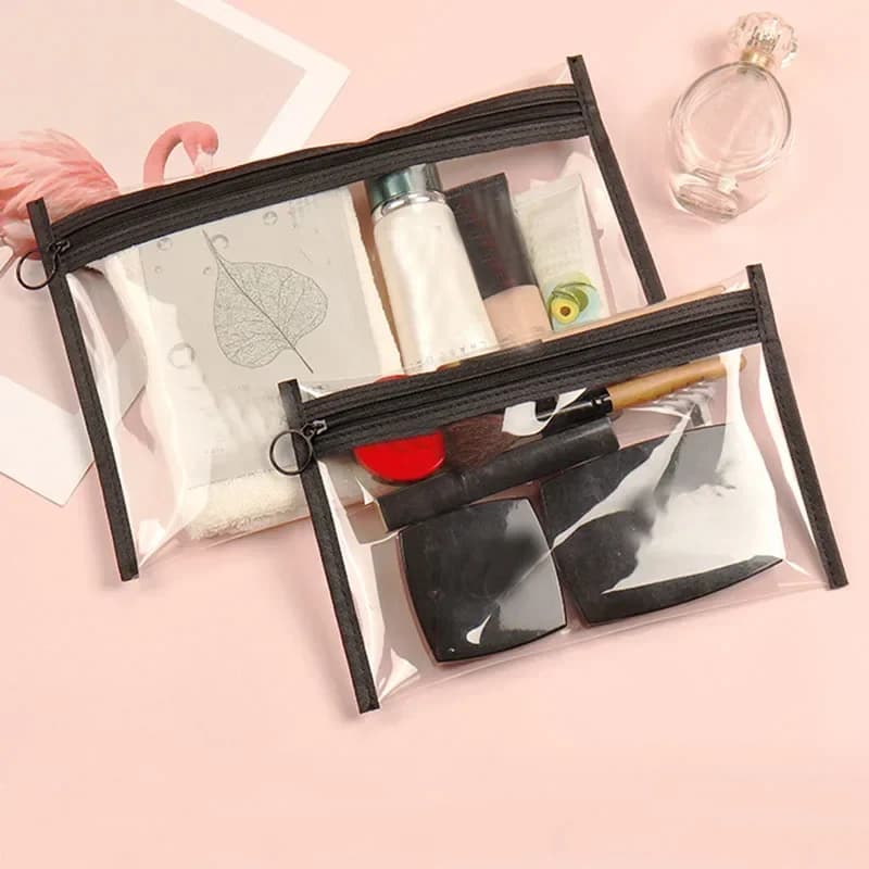 حقيبة مكياج شفافة من كلوريد البولي فينيل للنساء ، حقائب مستحضرات تجميل ، حقيبة غسيل أدوات الزينة ، منظم مستحضرات التجميل للسفر ، محفظة عملات معدنية للأطفال ، حقيبة بطاقات - 4