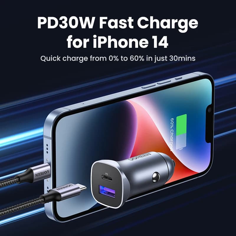 UGREEN Car Charger Type C Fast USB Charger for iPhone 17 16 15 Xiaomi Car Charging Quick 4.0 3.0 Charge Mobile Phone PD Charger - 2
