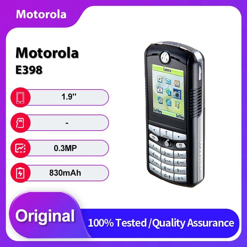 Original Unlocked Motorola E398 2G 1.9 inches 830mAh 0.3MP Bluetooth Mobile Phone