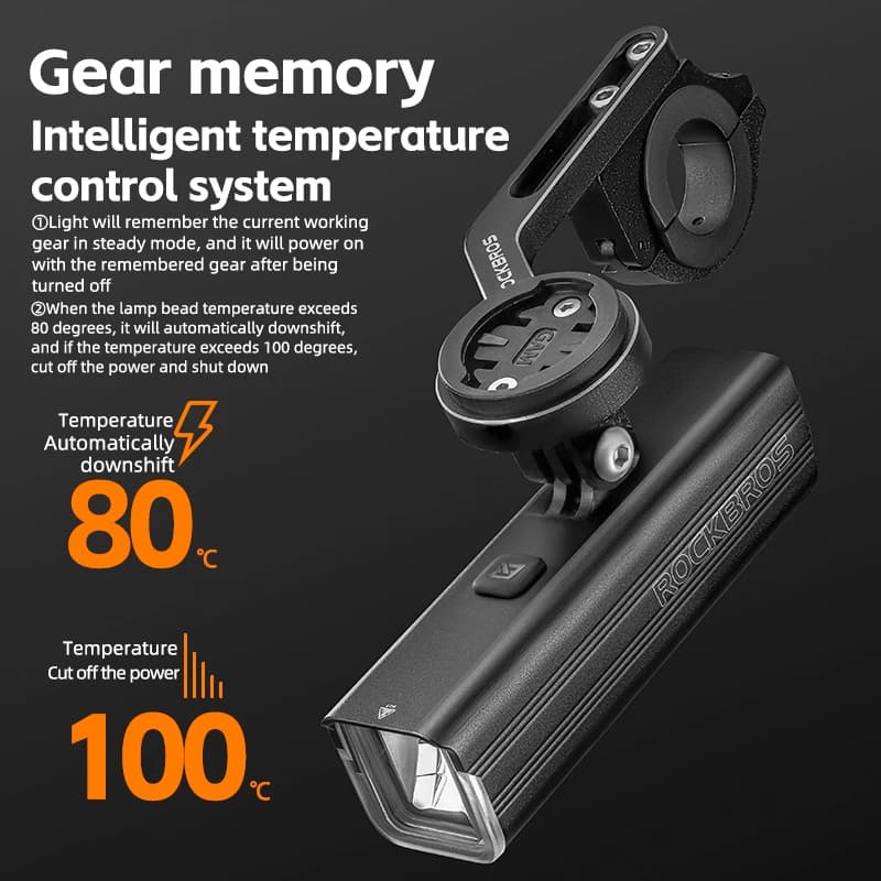 ROCKBROS Bike Light 1500LM/1000LM Aluminum Alloy Type-C Charging Smart Front Lights Hanging Version LED Lamp Cycling Headlights - 2
