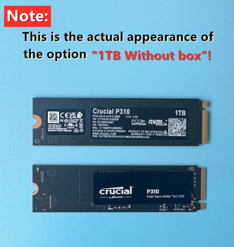 محرك أقراص صلبة داخلي P310 من Crucial، 1TB، 2280، PCIe Gen4، 3D NAND، NVMe، M.2، SSD، حتى 7,100 MB/s، ترقية إلى Gen4 SSD - 2