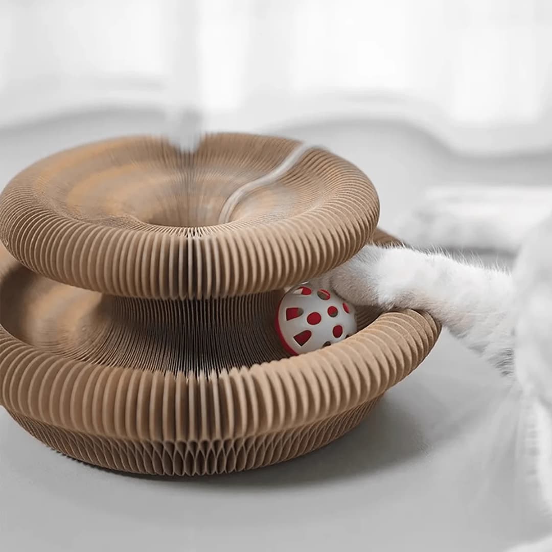 أداة خدش القطط القابلة للطي مع الجرس والنعناع البري - لعبة من الورق المقوى متعددة المستويات للقطط، مبراة مخالب متينة - 6