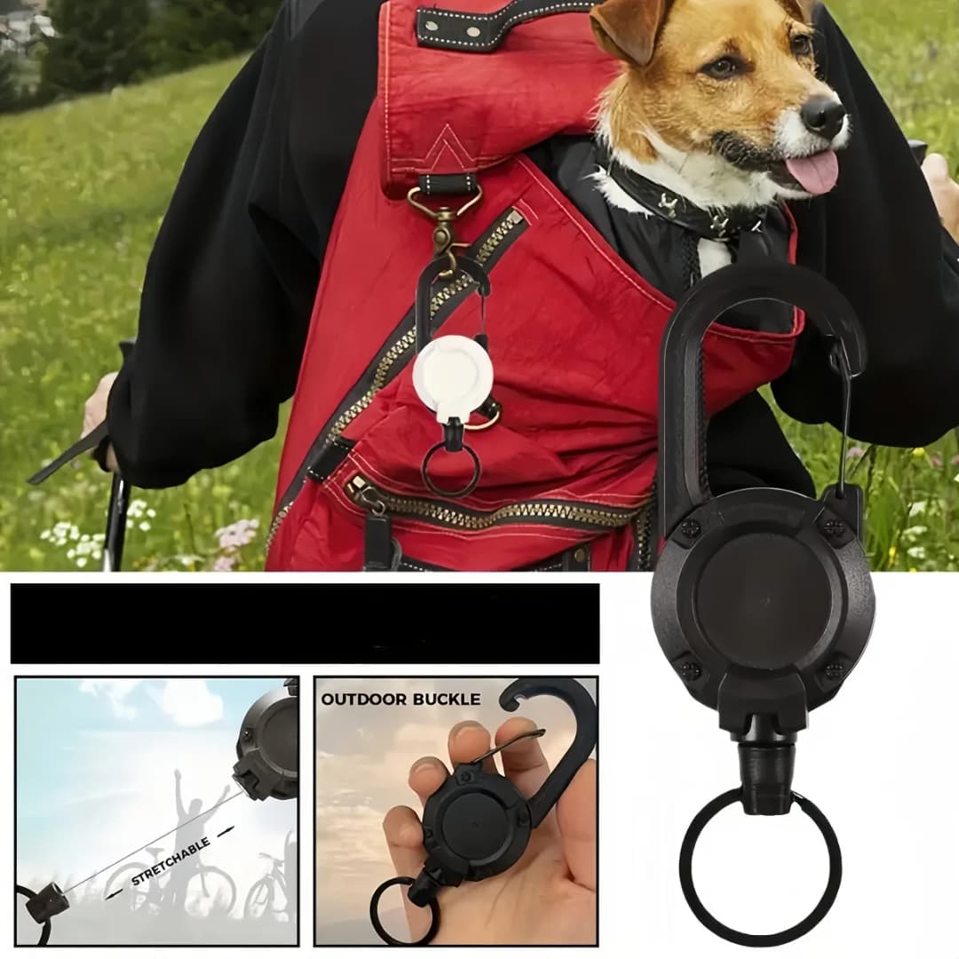 2Pcs Retractable Keychain with Steel Cable & Secure Clip-On Design Durable Black Outdoor Buckle for Camping Hiking Backpacking - 6