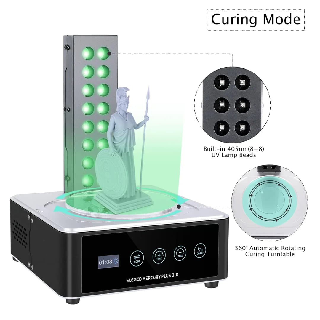 ELEGOO   Plus 2.0 Wash and Cure Station Washing and Curing Machine Resin Curing Station for LCD/DLP/SLA 3D Printed Models - 4