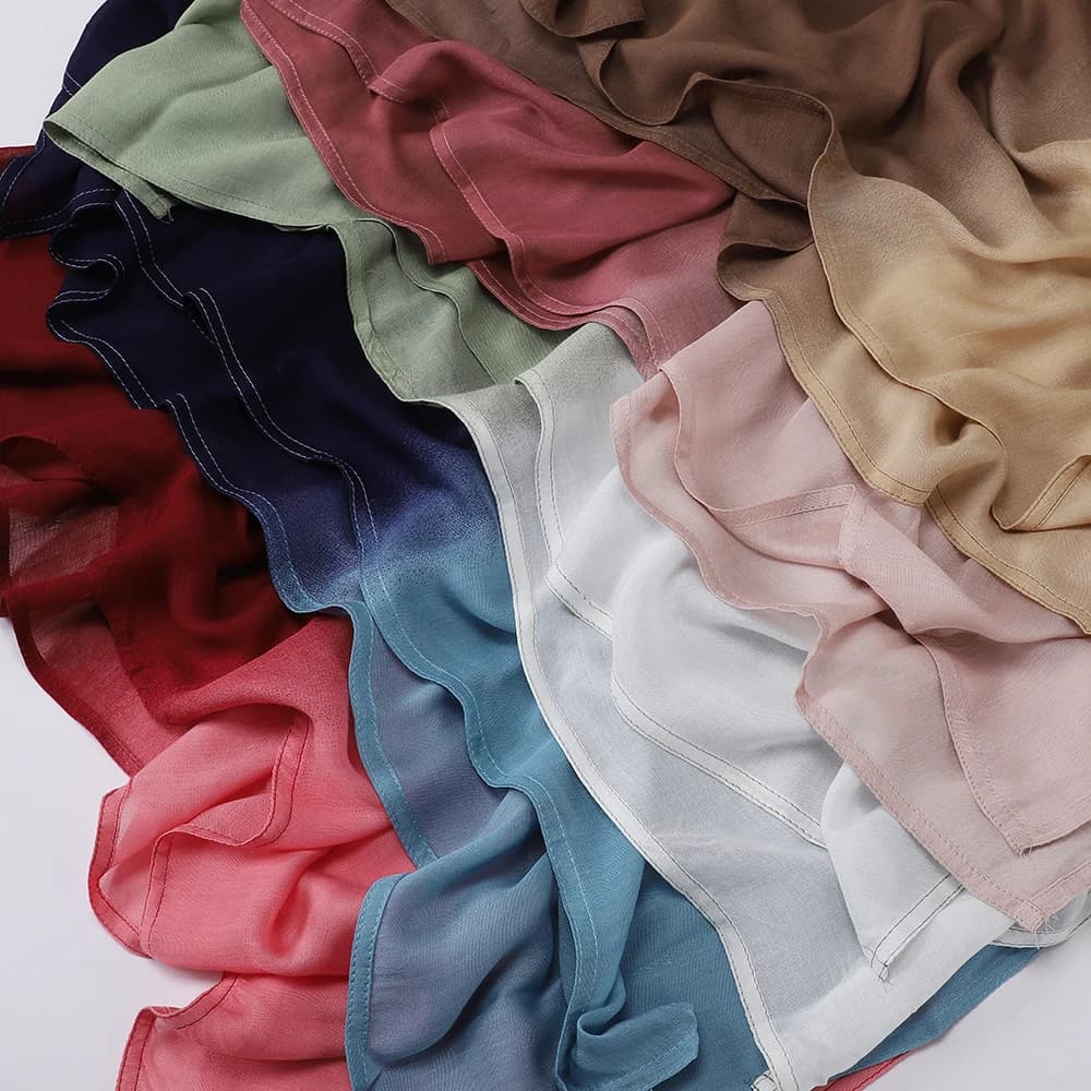 حجاب جديد بألوان متدرجة وشاح لونين صبغ ربطة عنق شالات قطنية لفائف نساء مسلمات عصابة رأس عمامة إسلامية - 4