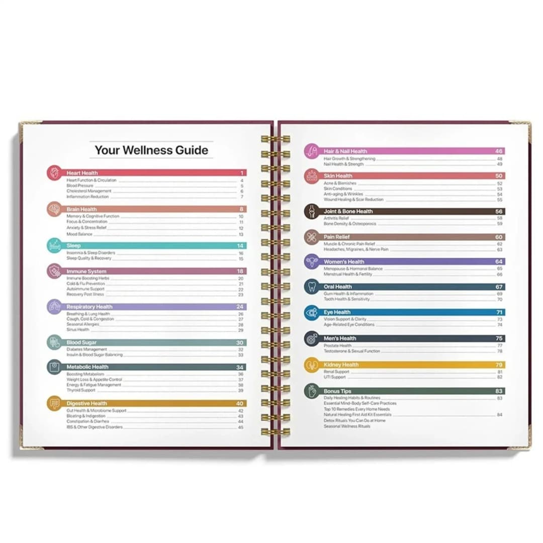 دليل الشفاء الطبيعي كتاب أعشاب بغلاف لولبي مع وصفات خطوة بخطوة لصحة القلب وضغط الدم وتعزيز التركيز - 4