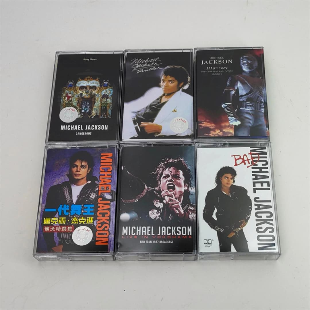 شريط موسيقى MJ Michael Jackson، ألبوم Thriller، Dangerous Beat It، أشرطة كاسيت، أزياء تنكرية، مسجل، مشغل سيارة، صندوق موسيقى تصويرية، مجموعة