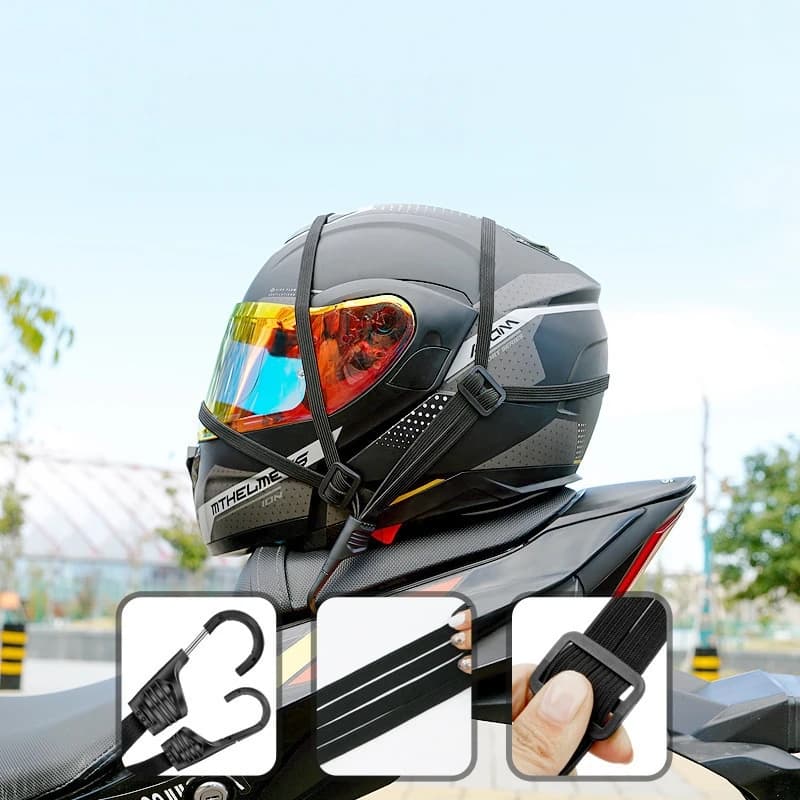 Motorcycle Helmet Straps with Hook Retractable Motorcycle Elastic Rope Helmet Luggage Adjustment Fix Buckle Rope Accessories - 3