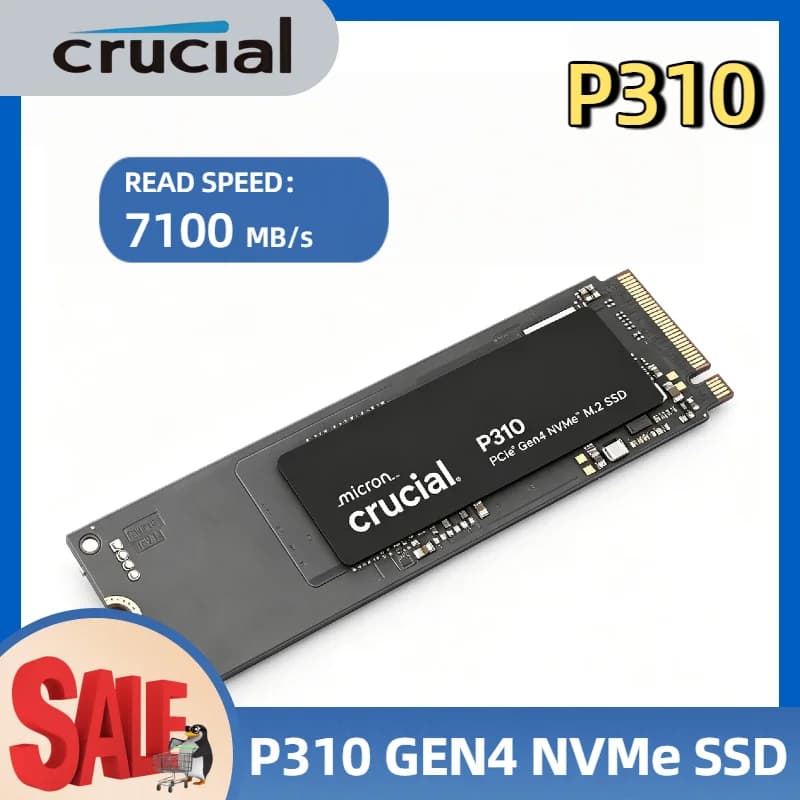 قرص صلب داخلي كروشيال P310 بسعة 1 تيرابايت/2 تيرابايت، واجهة M.2 PCIe Gen4، تقنية NVMe، سرعة تصل إلى 7100 ميجابايت/ثانية، حزمة OEM برو