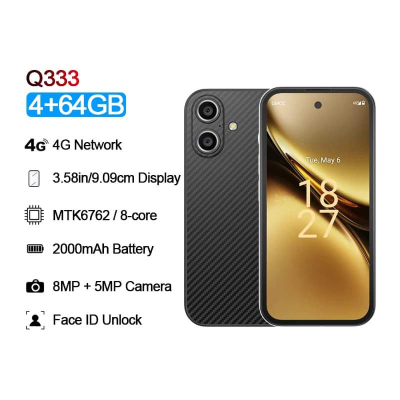 SOYES Q333 4GB RAM 64GB ROM Android 12.0 Smartphone 2000mAh Face ID 4G LTE Dual SIM 3.58‘’ Screen Small Phone