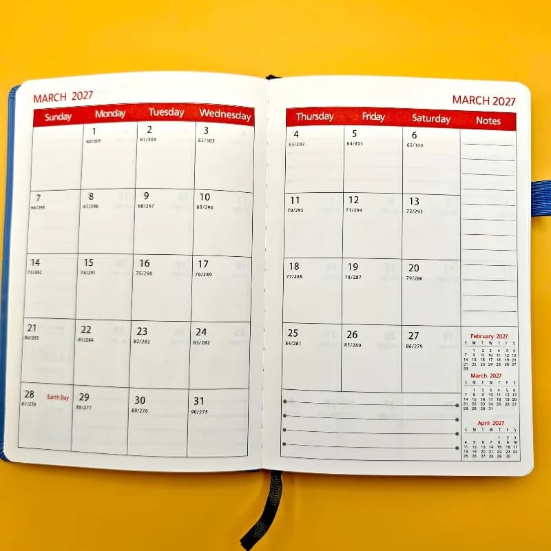 تقويم مخطط شهري لمدة 3 سنوات (2026-2028)، غلاف ناعم مع حامل أقلام مرن، تصميم بسيط لكتابة المذكرات - 5