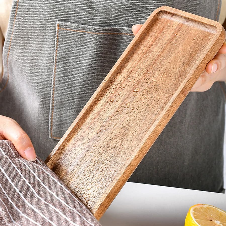 صينية خشبية عصرية بتصميم بسيط للحلويات والسوشي والمشروبات، صينية تقديم للمطاعم والمقاهي، طبق تخزين المجوهرات - 5