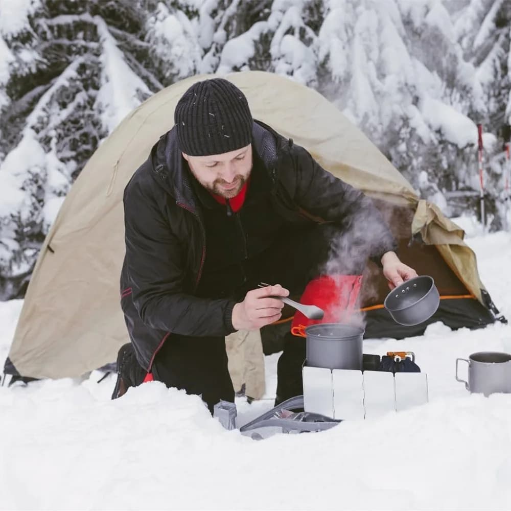 8/10/12/14/16 لوحات واقي موقد من الألومنيوم مع حقيبة تخزين لمواقد التخييم التي تعمل بالبيوتان - 6