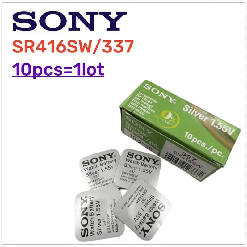 10 قطع بطارية أصلية SONY 337 SR416SW، بطارية ساعة 623 D337 V337 SP337، 1.55 فولت، تغليف مستقل