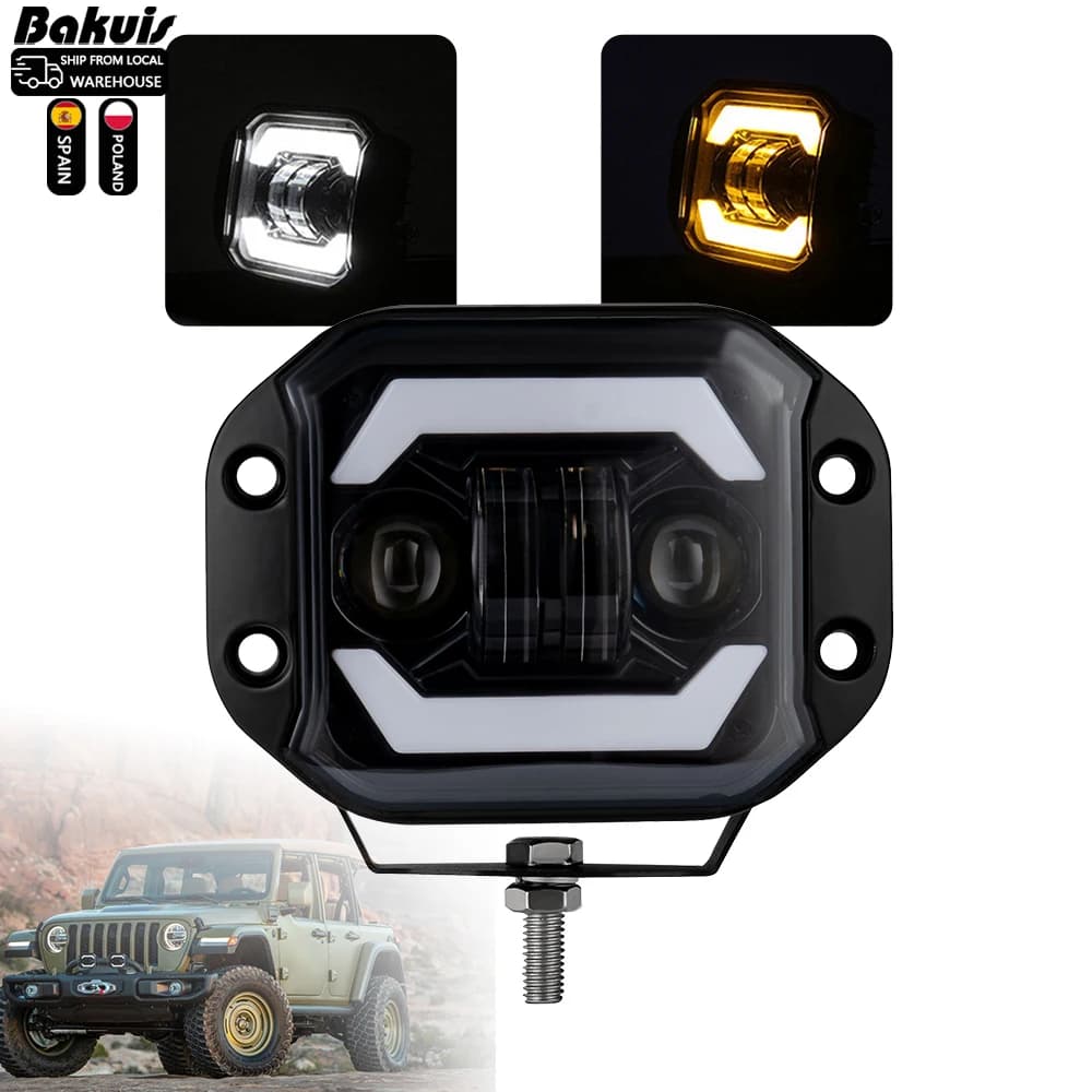 شريط إضاءة عمل LED مثبت بشكل مسطح 5 بوصات للطرق الوعرة 12V 24V 40W بقعة ضوء LED لشاحنات السيارات والدراجات النارية وسيارات الجيب