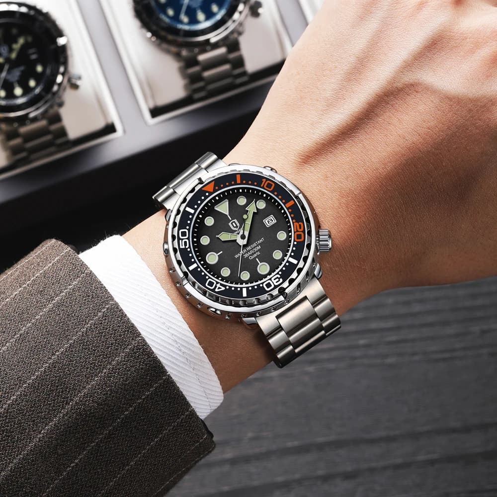 ساعة رجالي جديدة فاخرة مقاومة للماء مضيئة بتاريخ، ساعات رياضية، ساعة يد كوارتز للرجال، ريلوجيو ماسكولينو - 6