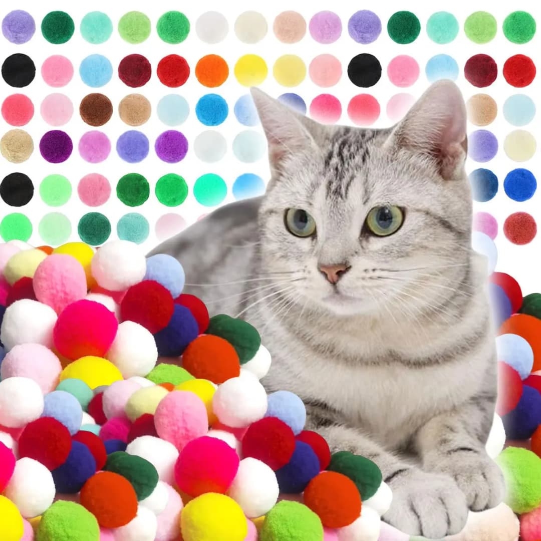 98/198pcs 3cm Colorful Plush Cat Teaser Toy Balls Chew Durable Cat Toy Balls Cat Training Toy Balls For Cat ZSY