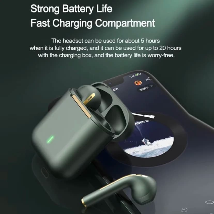 سماعات J18 ستيريو لاسلكية ثنائية الأذن مع بلوتوث 5.0 سماعات رياضية صغيرة TWS - 3