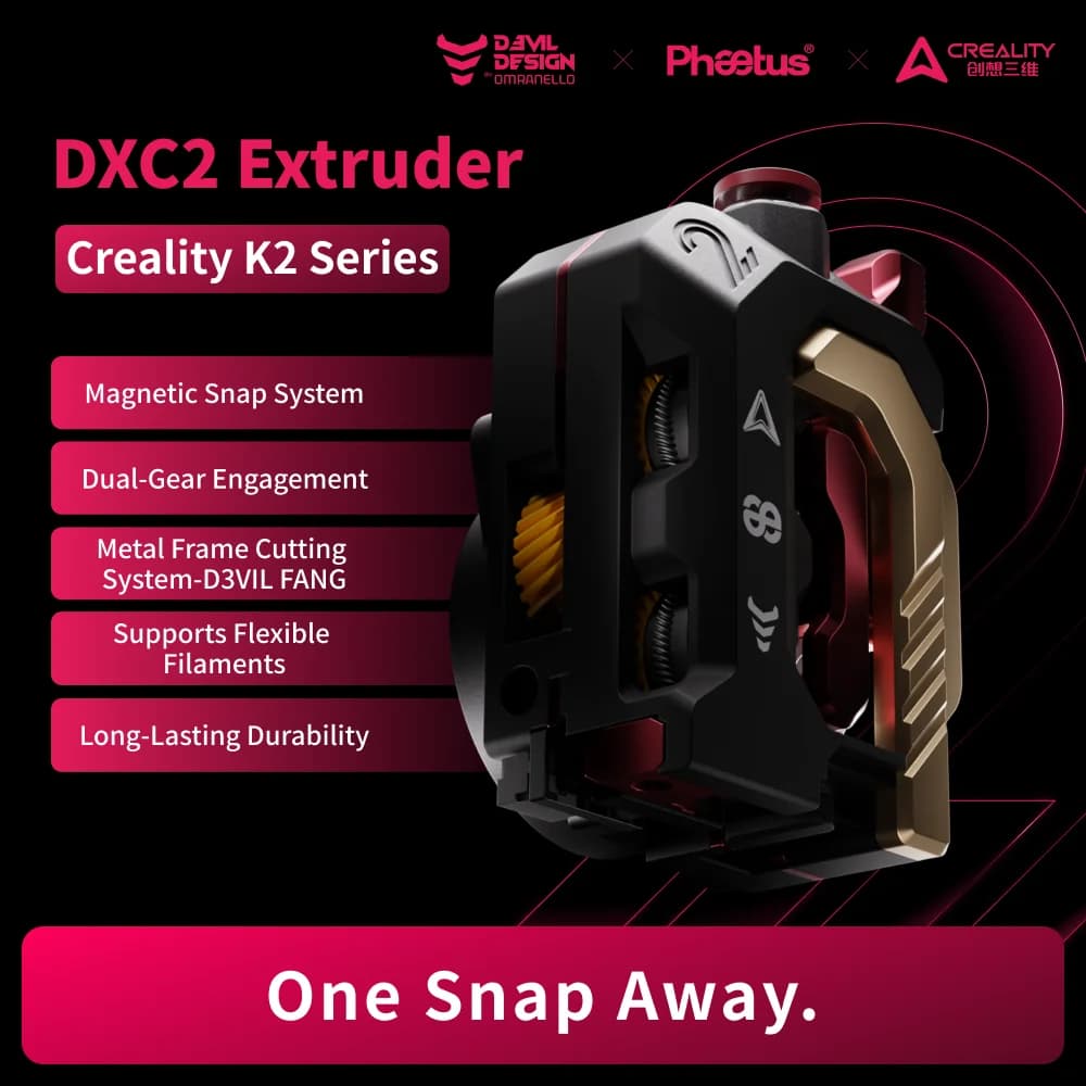 مكبس Phaetus Creality بتصميم شيطاني DXC2 عالي الدقة مغناطيسي تحرير سريع محدث لـ K2 K2PRO K2PLUS - 2