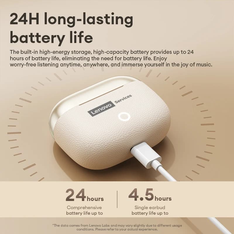 سماعات أذن أصلية لينوفو LE221 بلوتوث 6.0 لاسلكية ENC تقليل الضوضاء TWS بطارية 24 ساعة مع ميكروفون - 5