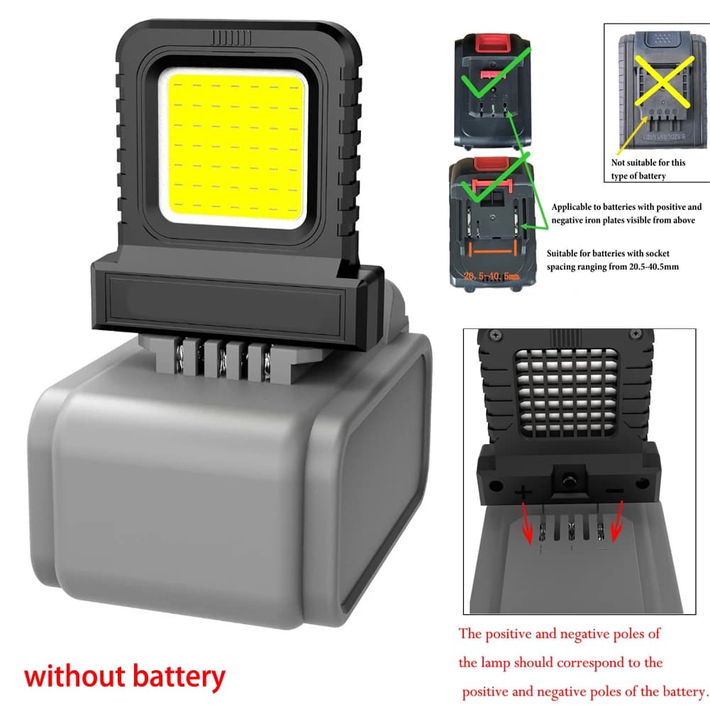 1pc LED Light 14W LED Camping Lantern Mini Pocket Work Light Adjustable Battery Interface Power Tool Light - 4