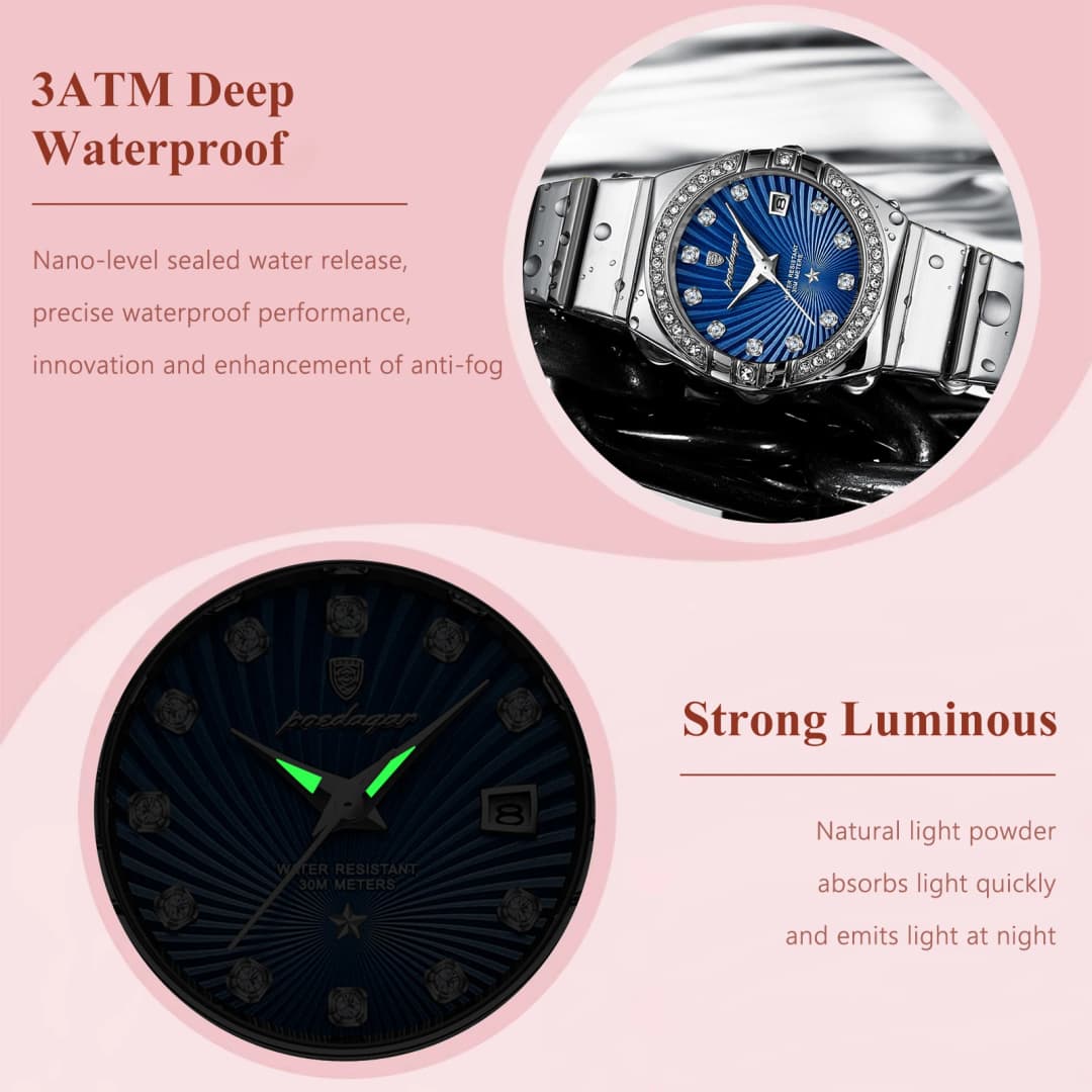 POEDAGAR Luxury Trendy Ladies Watch Luminous Waterproof Stainless Steel Date Woman Watch Fashion Elegant Quartz Women's Watches - 3