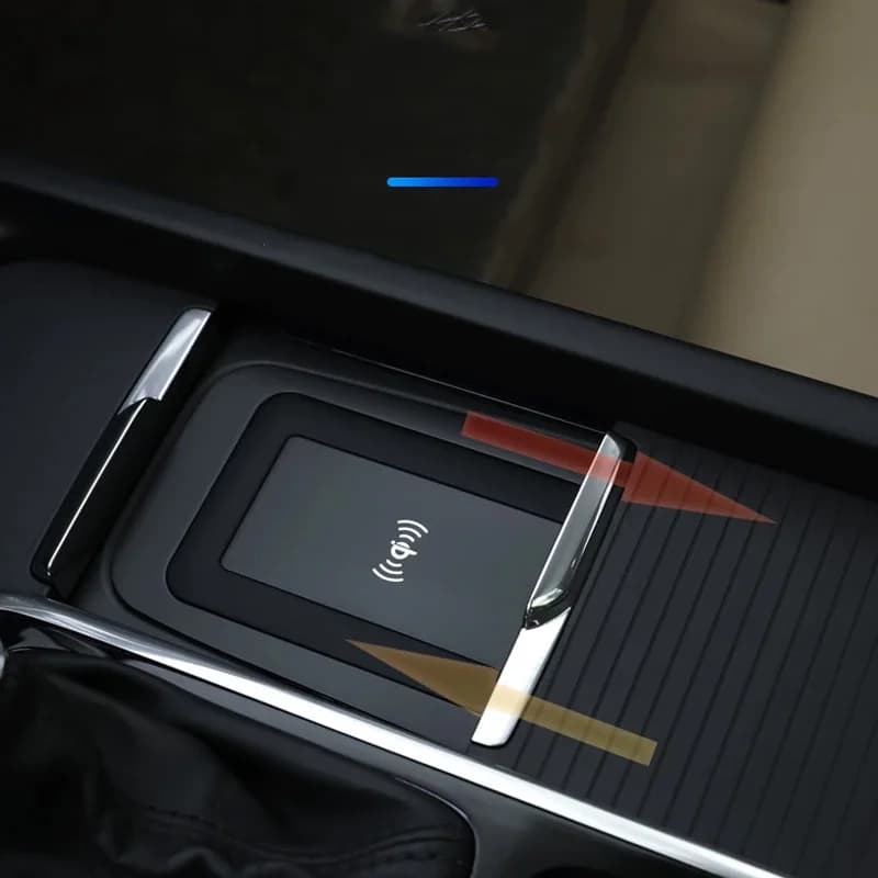 شاحن لاسلكي للهاتف مع حامل شحن لسيارات فولفو XC90 S90 V90 XC60 S60 V60 C60 موديلات 2018-2021، إكسسوارات - 6