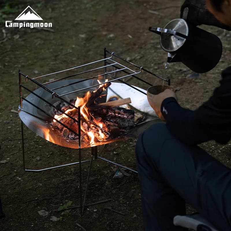 CAMPINGMOON SOLO-A3 Portable Stainless Steel Fire Table with Adjustable Bridges Foldable Camping Barbecue Grill Outdoor Cooking - 3