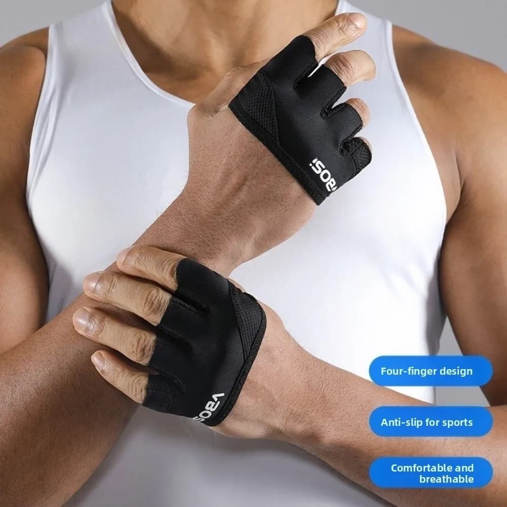 1Pair Anti-Slip Gym Half Finger Gloves Breathable Four Finger Weight Lifting Grips Anti-callus Lightweight - 5