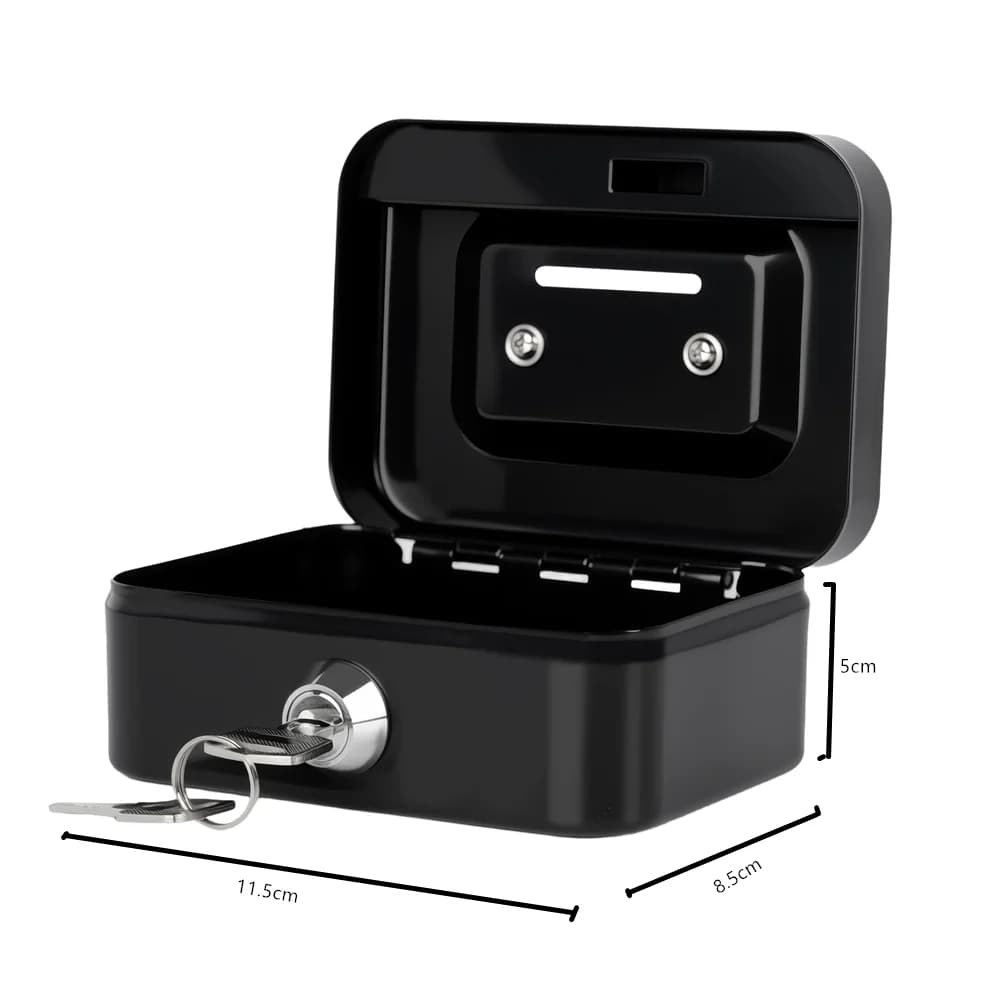 Mini Cash Box with Slot Small Cash Box with Money Tray and Key Lock, Metal Lock Box Small Size - 3
