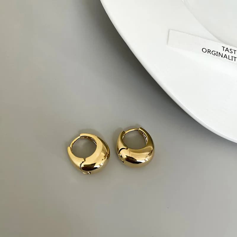 Stainless Steel Smooth Metal Chunky Hoop Earrings For Women Girls Fashion Round Circle Hoops Statement Earrings Punk Jewelry - 4