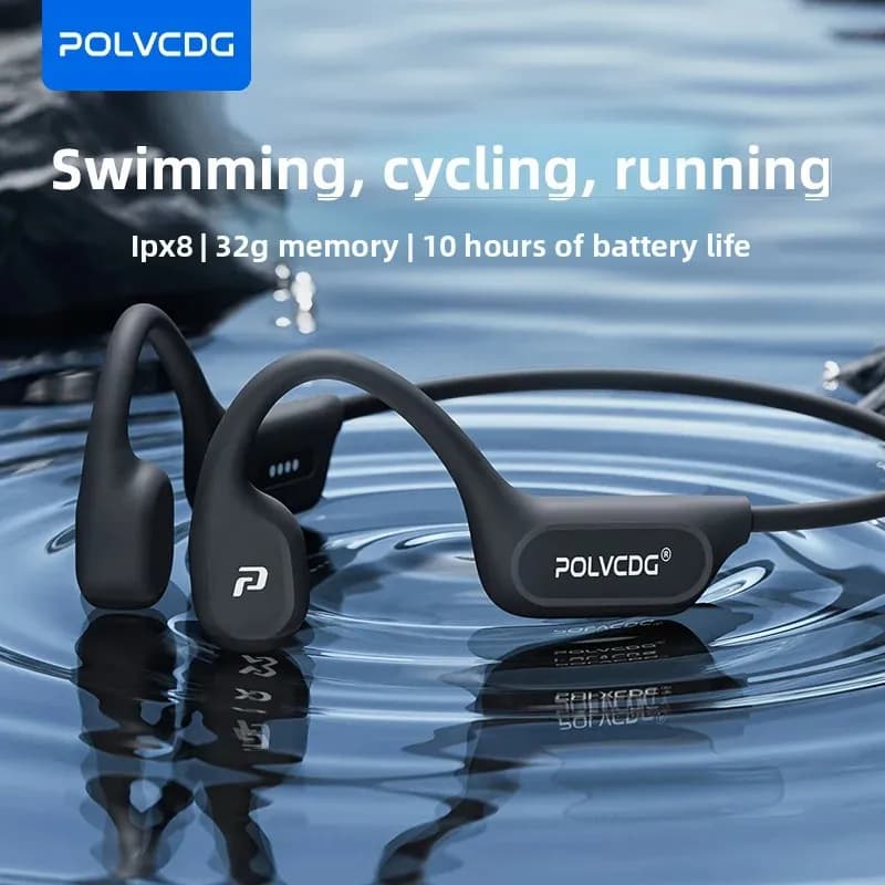 سماعات أذن بنظام توصيل عظمي من POLVCDG X9، سعة 32 جيجا، مقاومة للماء بمعيار IPX8، تصميم مفتوح للسباحة والجري وركوب الدراجات - 3