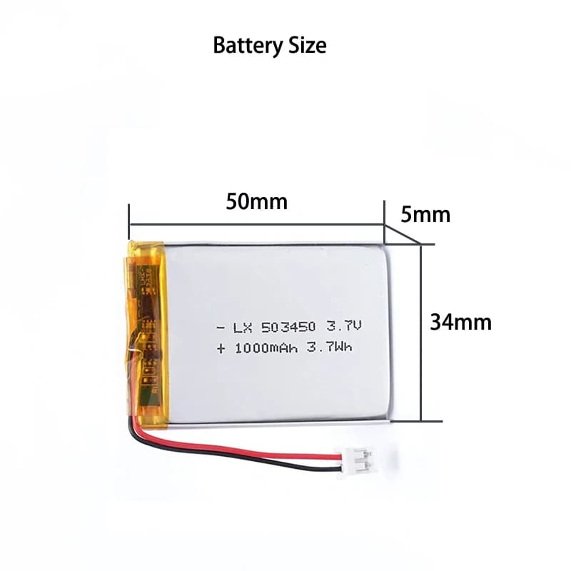 Lithium Rechargeable Battery 503450/523450 3.7V 1000mAh Polymer  for GPS Smart Phone MP5 Walkie talkies PS4 Smart Watch - 3