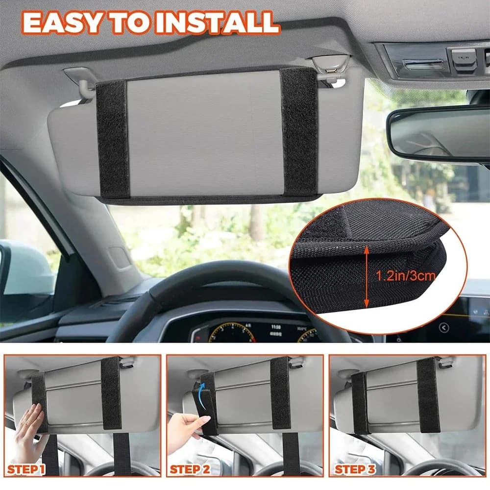 منظم حاجب شمس السيارة، مشبك تخزين عالمي لحاجب الشمس، حامل تخزين لإكسسوارات السيارة، حقيبة معدات صيد مول - 5