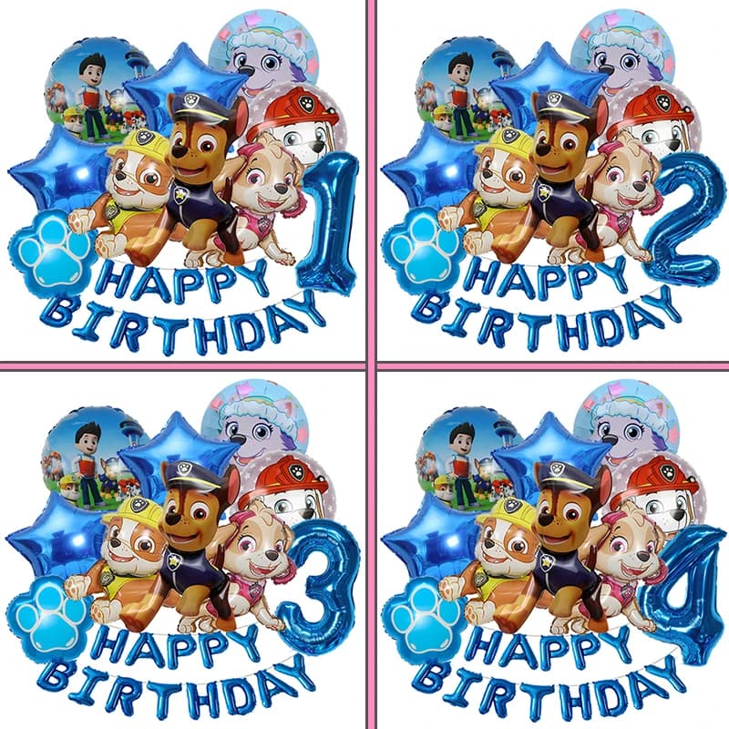 PAW Patrol Balloon Birthday Banner Decoration Aluminum Film Digital Balloon Set Dog Chase Marshall Skye Kids Party Supplies Toys