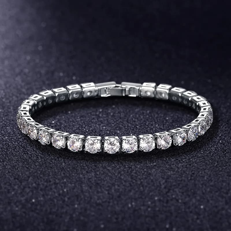 Luxury Hiphop Iced Out 4mm Cubic Zirconia Crystal Tennis Bracelets For Women Men Gold Color Silver Color Bracelet Chain Jewelry - 4