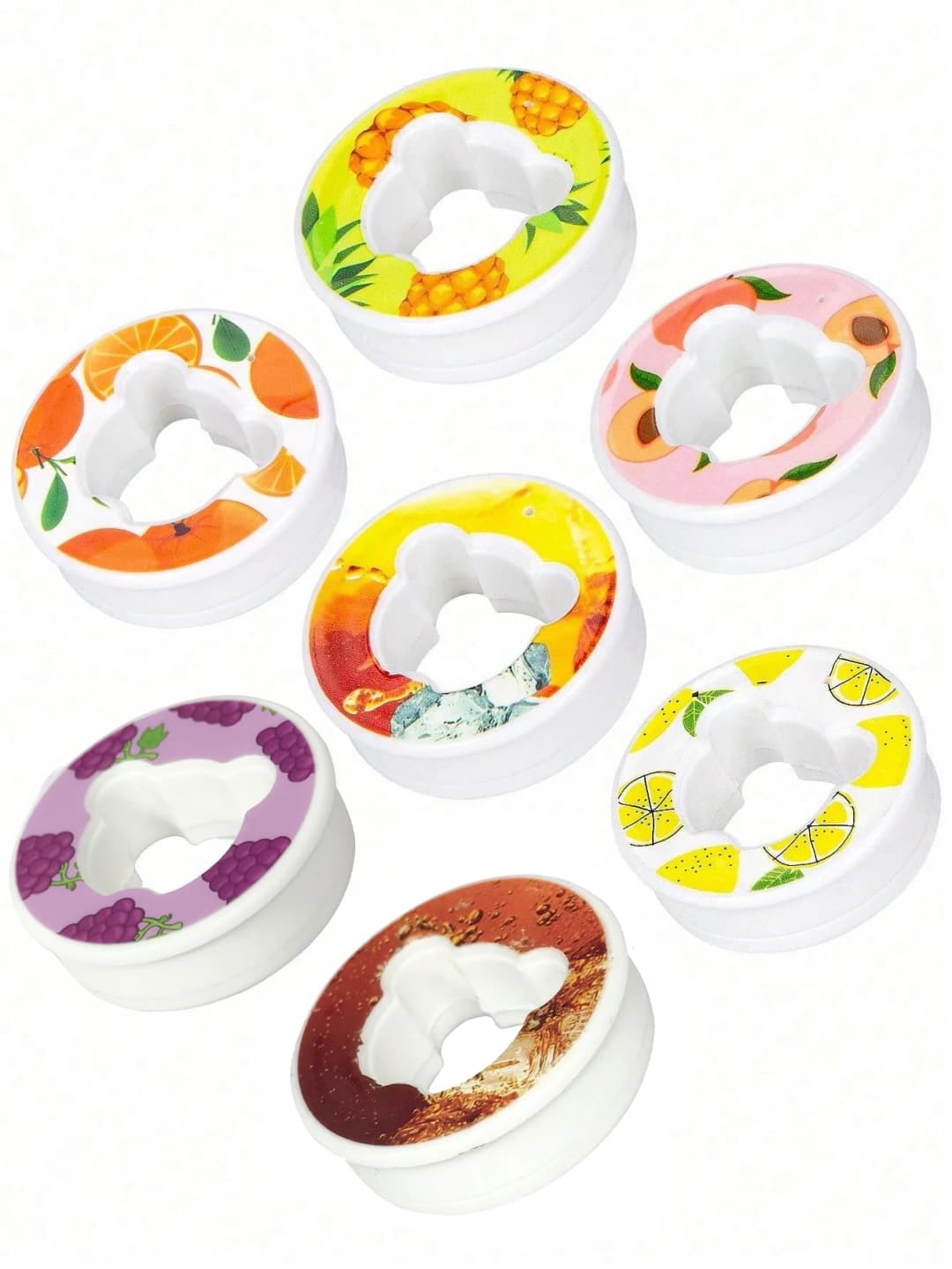 7/5pcs Bear Fruit Drink Flavor Pods Air Flavor Pods Water Bottle Flavor Caps Fruit Scent Pods for Water Bottles Sports Tool